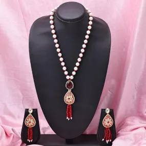 Sukkhi Bewitching  Gold Plated Kundan & Pearl Maroon Necklace Set for Women